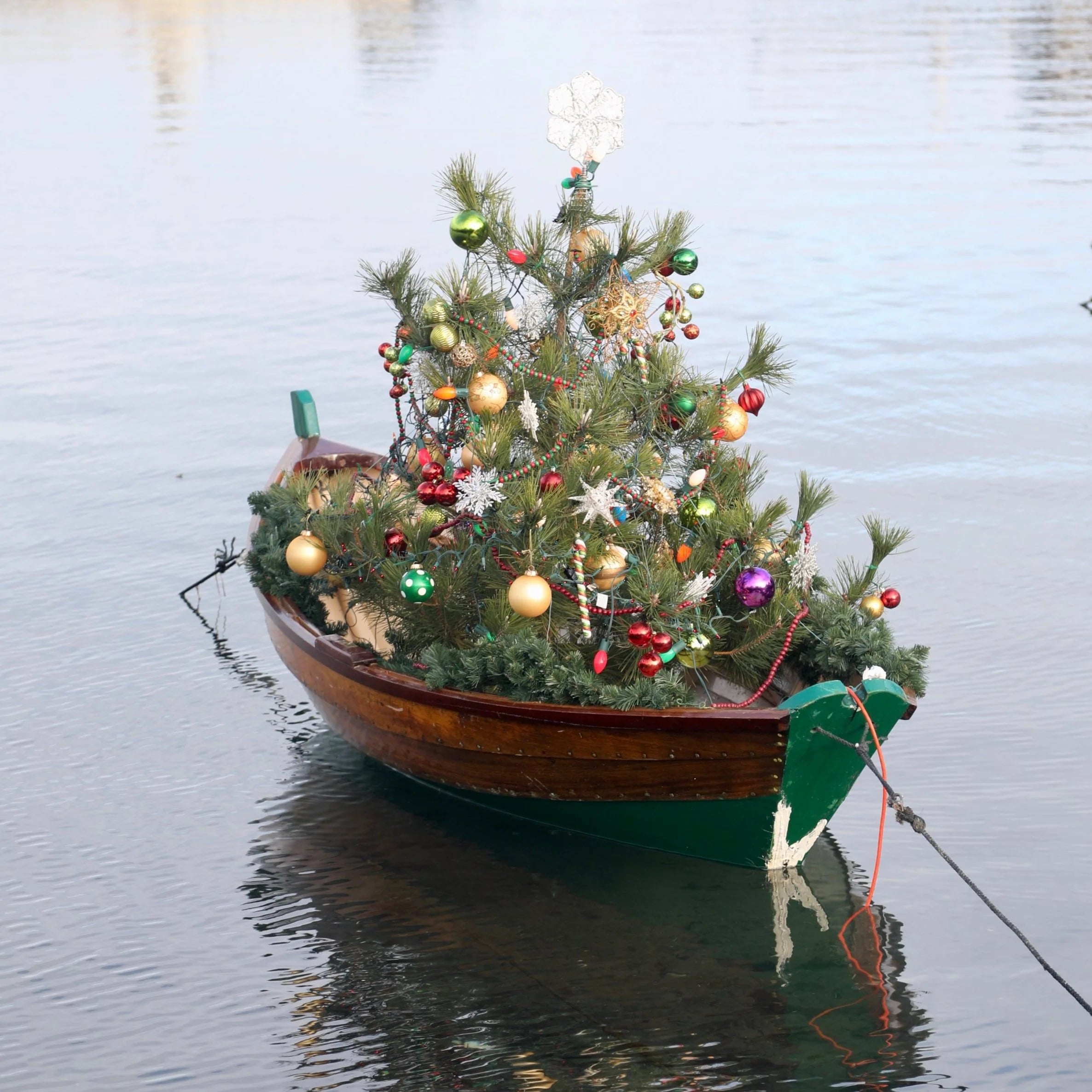 "Nantucket Christmas Dory Shelfie" Shelfie framed coastal print by Lauren Marttila